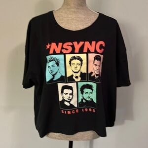NSYNC Womens Size XXL Black Crop SS T Shirt.  Excellent condition.